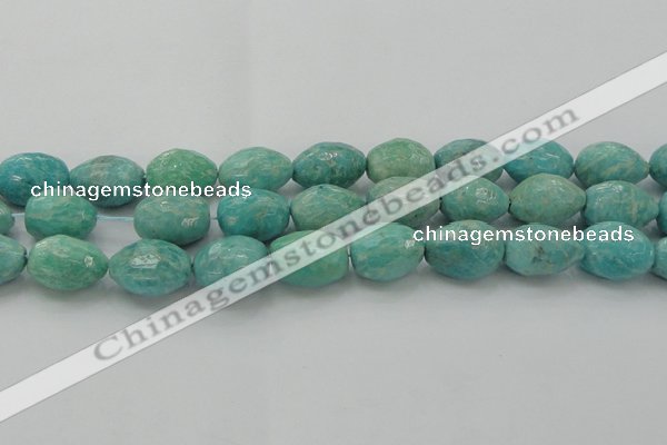 CAM342 15.5 inches 13*18mm faceted nuggets natural peru amazonite beads