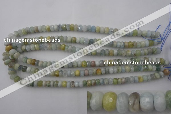 CAQ355 15.5 inches 5*8mm faceted rondelle natural aquamarine beads