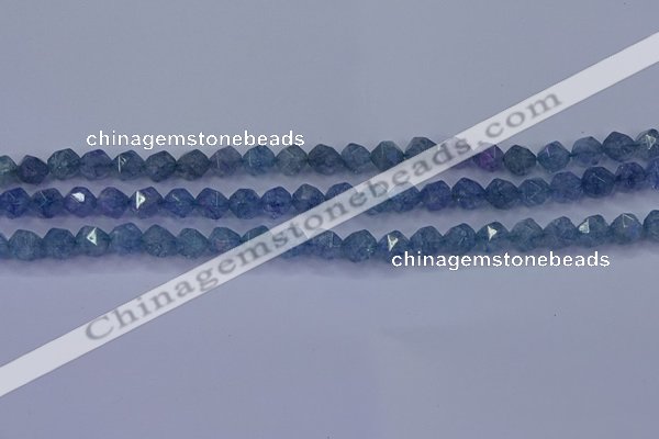 CAQ771 15.5 inches 6mm faceted nuggets imitation aquamarine beads