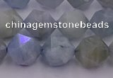 CAQ793 15.5 inches 12mm faceted nuggets aquamarine gemstone beads