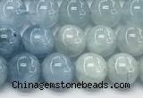 CAQ936 15 inches 8mm round aquamarine gemstone beads