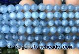 CAQ977 15 inches 6mm round aquamarine gemstone beads