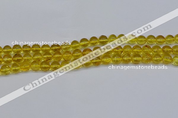 CAR557 15.5 inches 7mm - 8mm round natural amber beads wholesale