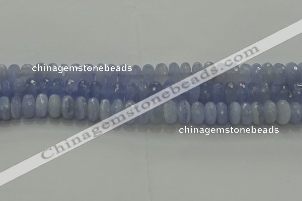 CBC448 15.5 inches 7*12mm faceted rondelle blue chalcedony beads