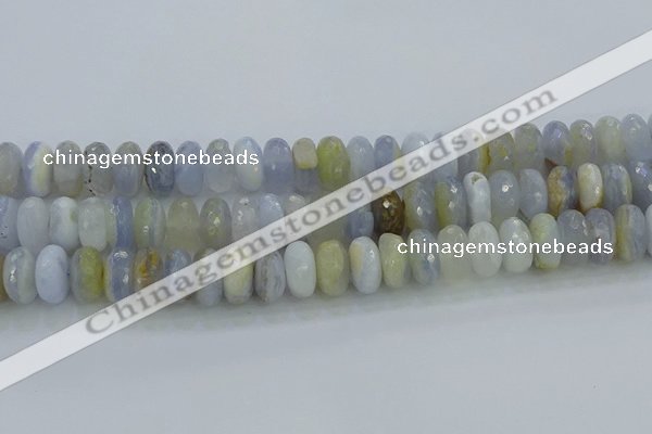 CBC468 15.5 inches 8*14mm faceted rondelle blue chalcedony beads