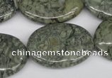 CBD227 15.5 inches 22*30mm oval green brecciated jasper beads