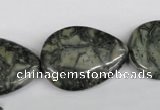 CBD230 15.5 inches 22*30mm flat teardrop green brecciated jasper beads