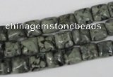 CBD231 15.5 inches 8*8mm square green brecciated jasper beads