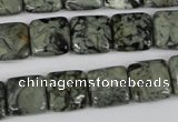 CBD233 15.5 inches 12*12mm square green brecciated jasper beads