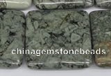 CBD237 15.5 inches 30*30mm square green brecciated jasper beads