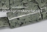 CBD242 15.5 inches 20*40mm flat tube green brecciated jasper beads
