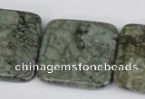 CBD245 15.5 inches 30*30mm faceted square green brecciated jasper beads