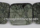 CBD246 15.5 inches 35*35mm faceted square green brecciated jasper beads