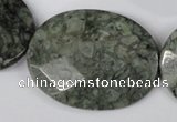 CBD250 15.5 inches 30*40mm faceted oval green brecciated jasper beads