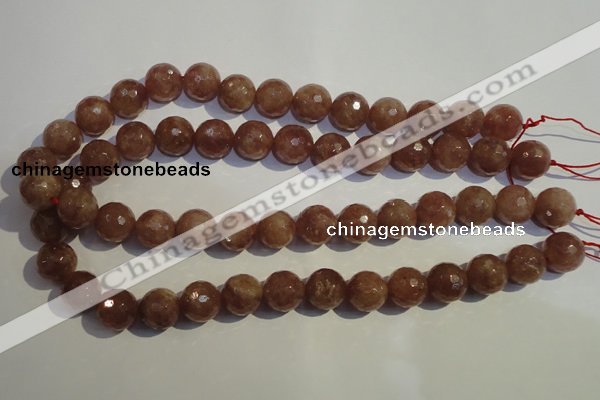 CBQ12 15.5 inches 14mm faceted round strawberry quartz beads