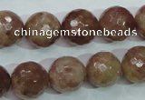 CBQ215 15.5 inches 14mm faceted round strawberry quartz beads