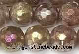 CBQ777 15 inches 10mm faceted round AB-color strawberry quartz beads