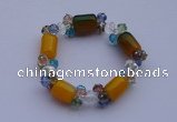 CBR07 5pcs imitation Swarovski crystal & agate beads stretchy bracelet