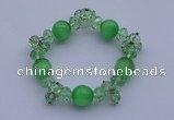 CBR09 5pcs imitation Swarovski crystal & cat eye beads stretchy bracelet