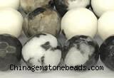 CBW181 15 inches 8mm faceted round black & white jasper beads