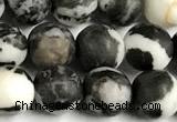 CBW192 15 inches 8mm round matte black & white jasper beads
