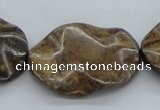 CBZ21 15.5 inches 25*35mm lotus leaf form bronzite gemstone beads