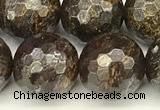 CBZ633 15 inches 12mm faceted round bronzite beads wholesale