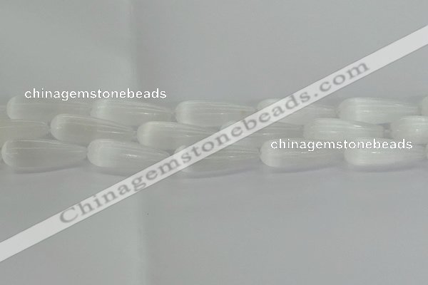 CCA358 15.5 inches 10*30mm teardrop white calcite gemstone beads