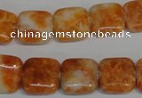 CCA73 15.5 inches 14*14mm square orange calcite gemstone beads