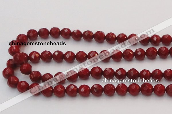 CCB124 15.5 inches 8mm faceted round red coral beads wholesale