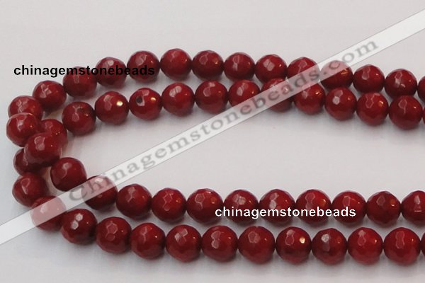 CCB125 15.5 inches 10mm faceted round red coral beads wholesale