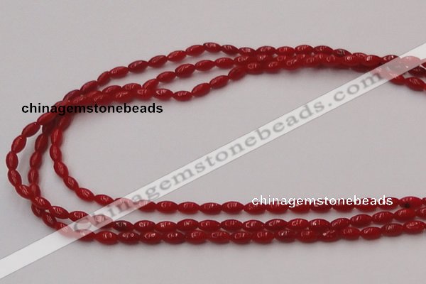 CCB130 15.5 inches 3*6mm rice red coral beads strand wholesale