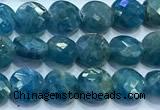 CCB1321 15 inches 6mm faceted coin apatite gemstone beads