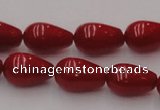 CCB144 15.5 inches 7*11mm teardrop red coral beads wholesale