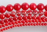 CCB15 5pcs 15.5 inches round shape red coral beads Wholesale
