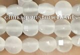 CCB542 15.5 inches 4mm faceted coin white moonstone beads