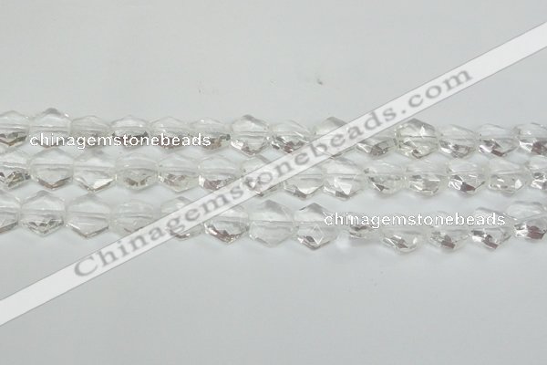 CCC750 15.5 inches 14*14mm faceted hexagon natural white crystal beads