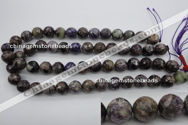 CCG55 15.5 inches 14mm faceted round natural charoite beads