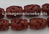 CCJ325 15.5 inches 12*16mm - 13*18mm carved drum China jade beads