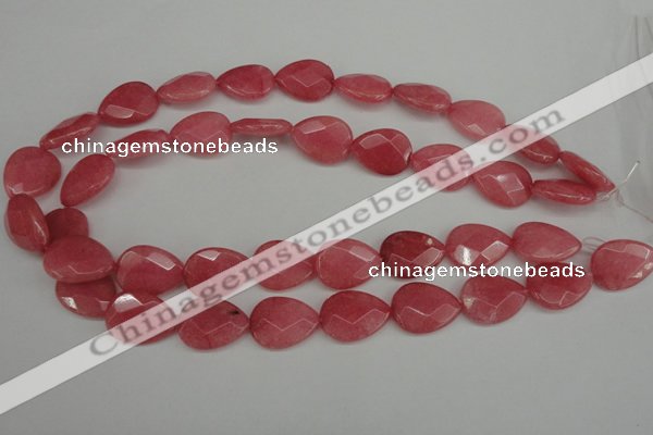 CCN2188 15.5 inches 15*20mm faceted flat teardrop candy jade beads