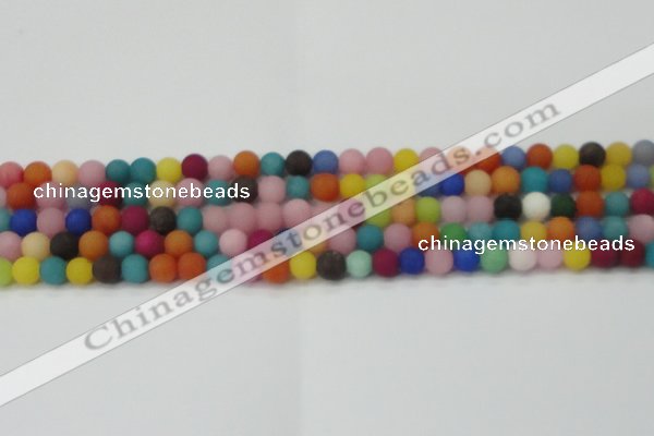 CCN2552 15.5 inches 6mm round mixed color matte candy jade beads