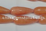 CCN2883 15.5 inches 10*30mm faceted teardrop candy jade beads