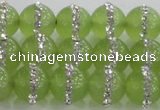 CCN4623 15.5 inches 12mm round candy jade with rhinestone beads