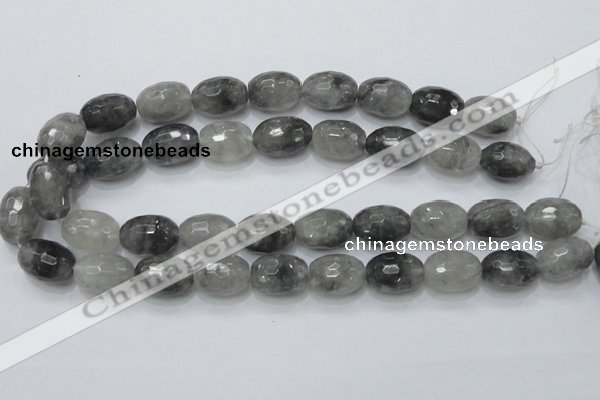 CCQ102 15.5 inches 15*20mm faceted egg-shaped cloudy quartz beads