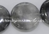 CCQ123 15.5 inches 40mm coin cloudy quartz beads wholesale