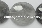 CCQ141 15.5 inches 40mm faceted coin cloudy quartz beads wholesale