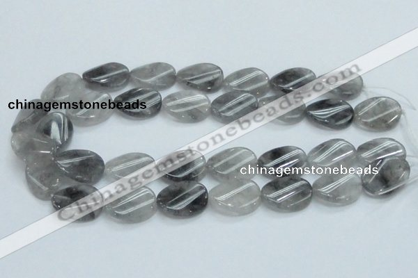 CCQ161 15.5 inches 20*25mm twisted oval cloudy quartz beads wholesale