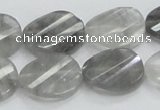 CCQ165 15.5 inches 12*20mm twisted & faceted oval cloudy quartz beads