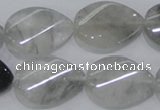 CCQ170 15.5 inches 18*25mm twisted flat teardrop cloudy quartz beads