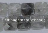CCQ200 15.5 inches 15*15mm faceted square cloudy quartz beads